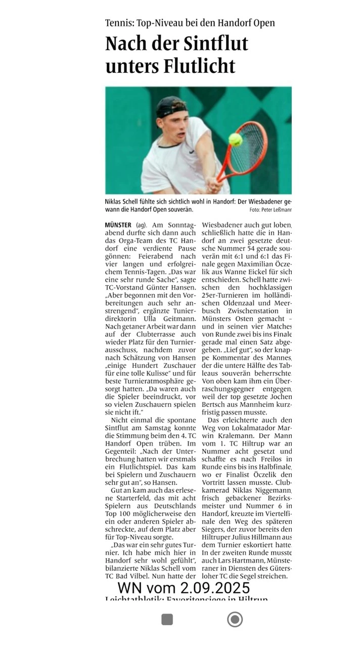 Top Niveau bei den Handorf Open