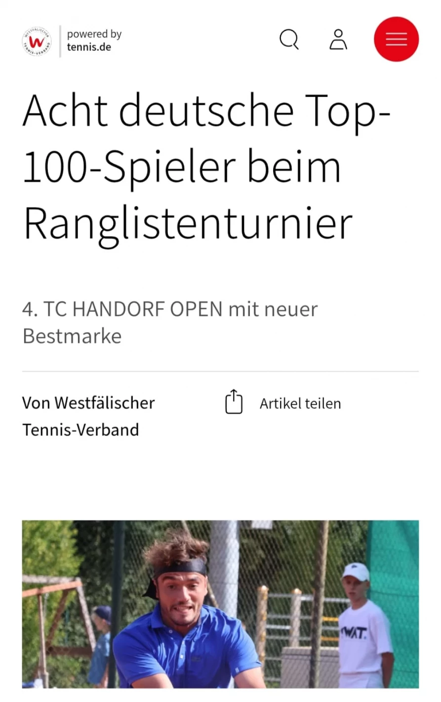 8 deutsche Top-100-Spieler beim TC Handorf Ranglistenturnier